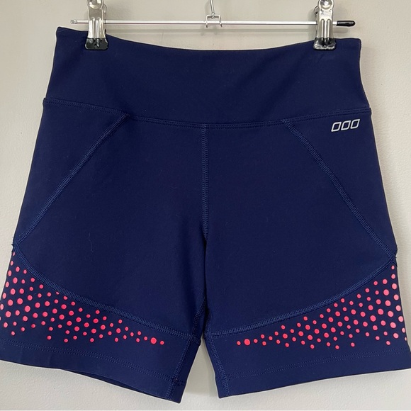 Lorna Jane LJ Black Premium Biker Shorts 6” Inseam Size XS Navy Pink Running Gym - Picture 1 of 16